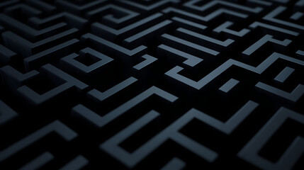 Dark maze top view. elegant geometric pattern background. business concept of find right way. 3d render. 3d illustration. Maze. Illustration