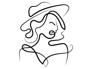 Wall Mural - Beautiful women face line art illustration vector design