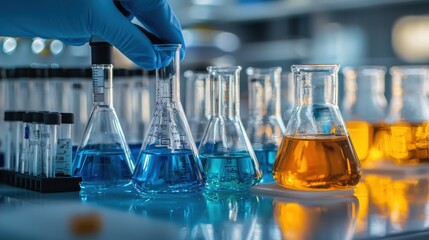Poster - Scientific Glassware and Liquids in a Chemistry Laboratory Setting