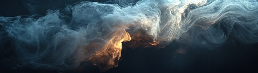 Poster - Abstract Swirling Smoke with Golden Glow