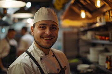 Sticker - Portrait of a smiling American chef in commercial kitchen