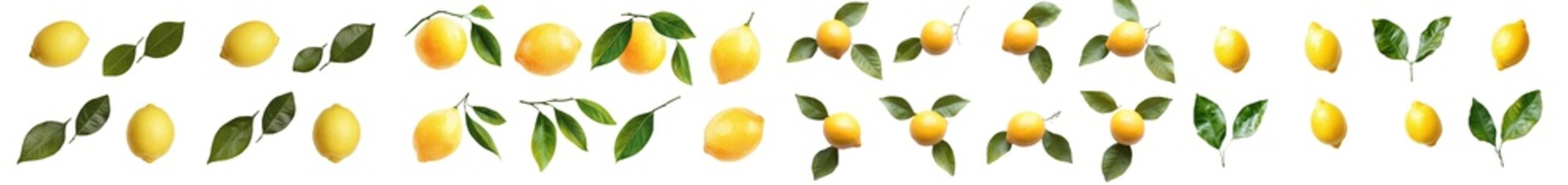 Poster - Citrus leaf, lemon, grapefruit, orange, lime, kumquat, on a white background.