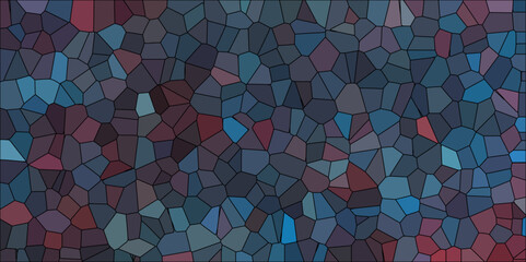 Wall Mural - Dark Multicolor Broken Stained Glass Background with dark lines. Voronoi diagram background. Seamless pattern with 3d shapes vector Vintage Illustration background. Geometric Retro tiles pattern