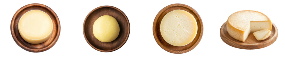 Poster - Cheese on cutting board, top view, isolated on transparent background