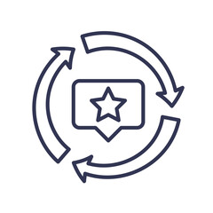 Circular arrows surrounding a star icon symbolize continuous improvement and quality enhancement.