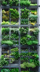 Wall Mural - Vertical Farm with Integrated Rainwater Harvesting System Showcasing Sustainable Agriculture Concept