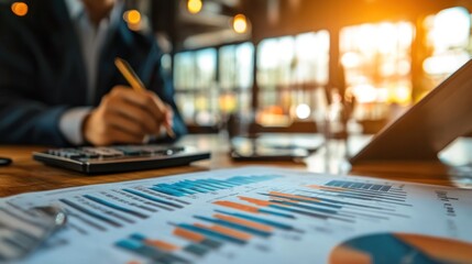 Poster - business charts and graphs on desk