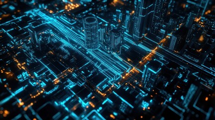 Futuristic Cityscape with Neon Lights