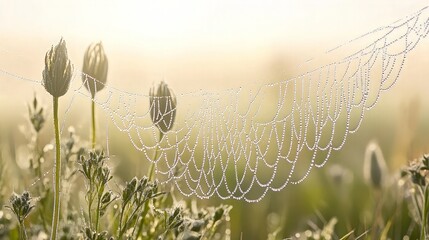 Wall Mural - Dew-Covered Spider Web