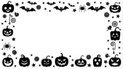 spooky halloween borders black and white minimalist