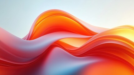 Dynamic Abstract Orange Curved Shape with White Background for Motion Graphics Animation, Designed with Octane Render Engine to Convey Elegance, Speed, and Energy in a Fluid Minimalist Style