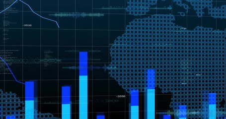 Poster - Animation of data processing over diagrams and world map