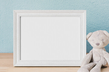 White picture frame mockup png, minimal kids room decoration, home interior design