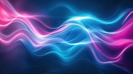 Canvas Print - abstract minimalistic wallpaper, smooth fuzzy waves of light and darkness. Color palette: dark blue, light blue, cyan, pink.