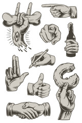 Wall Mural - cool hand gesture design element set