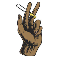 Wall Mural - hand drawn hand holding a cigarette design element