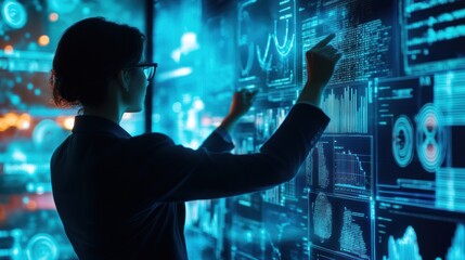 Poster - Woman Interacting with Digital Interface