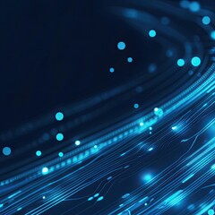 Poster - A dynamic blue abstract background featuring glowing particles and flowing lines, ideal for tech, digital, or futuristic themes.