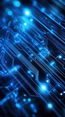 Poster - Abstract digital background featuring glowing blue lines and circuits, ideal for technology and innovation themes.