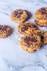 Wall Mural - freshly baked homemade dark chocolate chunk oatmeal cookies