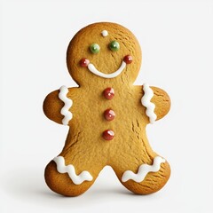 Sticker - A cheerful gingerbread man cookie decorated with icing and candy.