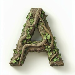 Wall Mural - 3D letter A with nature texture realistic modern design, soft lighting, white background. 