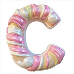 Wall Mural - 3D letter C with candy texture realistic modern design, soft lighting, white background. 