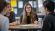 © fotofabrika - Students engaging in collaborative activities around a table in a classroom during the daytime