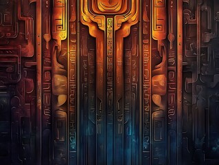 Fototapete - Cryptic Hieroglyphic Script Gradients Background - Ancient Script Theme