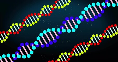 Poster - Animation of dna strands over black background