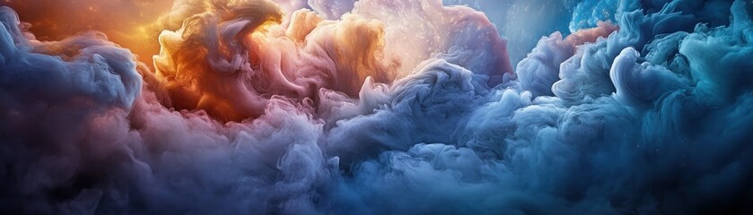 Sticker - Abstract Swirling Clouds of Blue and Orange Hues