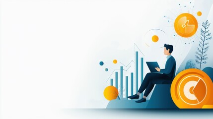 Poster - A group of salespeople seated in a modern conference room, attentively listening to a motivational speaker discussing building resilience., design illustration
