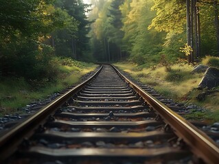 train track in forest