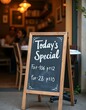 © GMeta - Chalkboard sign Todays Special with charming bistro backdrop