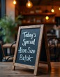 © GMeta - Chalkboard sign Todays Special with charming bistro backdrop