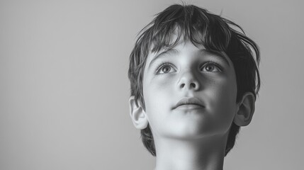 Wall Mural - Young Boy in Black and White