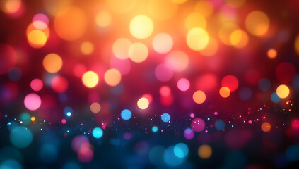 Poster - Vibrant bokeh lights in soft focus create a dreamy atmosphere, perfect for backgrounds and festive designs.