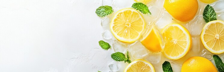 Wall Mural - Refreshing Lemon and Mint Arrangement on Ice