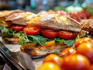 Wall Mural - Sandwich with Tomatoes and Lettuce