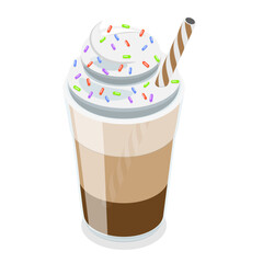 3D Isometric Flat Vector Set of Coffee Beverages, Different Drink Types. Item 2