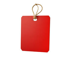 Blank Red Price Tag with String: A clean and simple image of a red price tag with a string, ready to be customized with your own text or graphics.  The isolated white background allows for easy integr