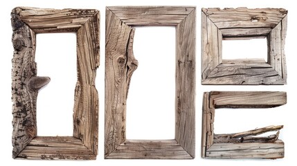 Aufkleber - Four wooden picture frames on a white background