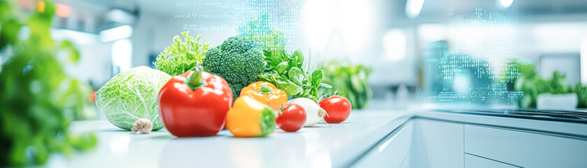 Sticker - A close up of a kitchen counter with a variety of vegetables including tomatoes