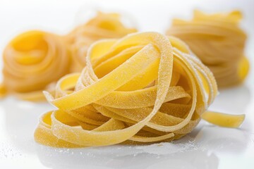 Poster - A close-up view of a pile of pasta on a white surface