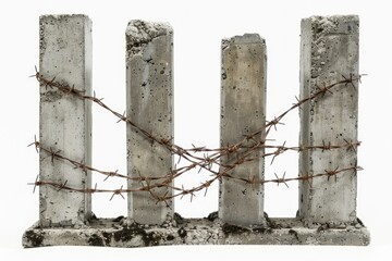 Poster - Close-up shot of a fence featuring barbed wire, often used for securing areas or defining boundaries