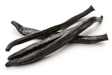 Poster - Freshly harvested vanilla beans arranged on a clean white surface