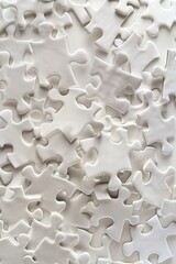 Poster - A pile of white puzzle pieces stacked on top