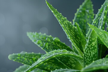 Poster - A close-up view of a plant with water droplets glistening on its leaves, great for nature-inspired designs and illustrations