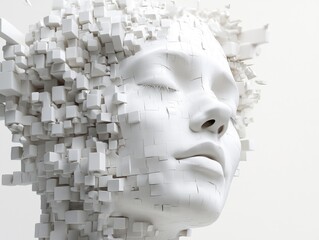 Poster - Woman's Head Made Out Of White Cubes