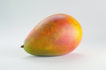Poster - A single ripe mango sitting on a clean white surface